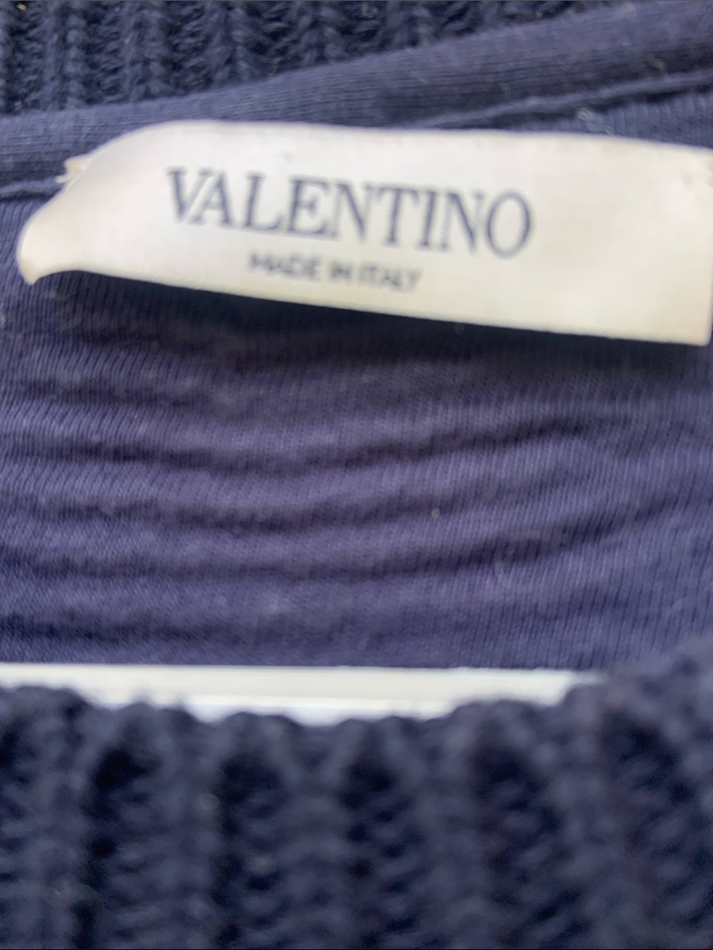 Men’s  Valentino Navy Cable-Knit Crewneck Sweater bought in Italy